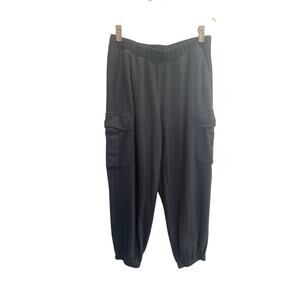 Aerie Medium cargo sweatpants waffle Knit Dark Gray Baggy Jogger Pants #5816